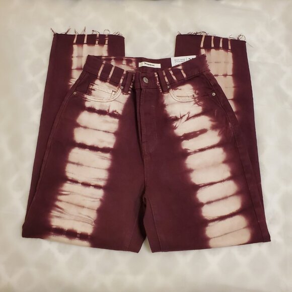 NWT PacSun Eco Raspberry Tie-Dye Button-Fly High-Rise Straight Leg Denim - 25 - Picture 3 of 12